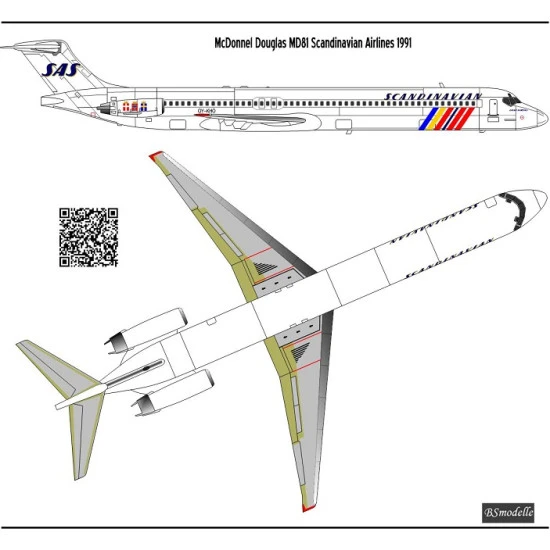 BSmodelle 144477 - 1/144 McDonnel Douglas MD81 SAS classic decal for aircraft
