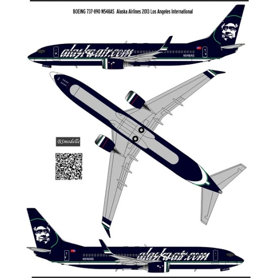 BSmodelle 144478 - 1/144 Boeing 737 800 Alaska Airlines decal for aircraft model