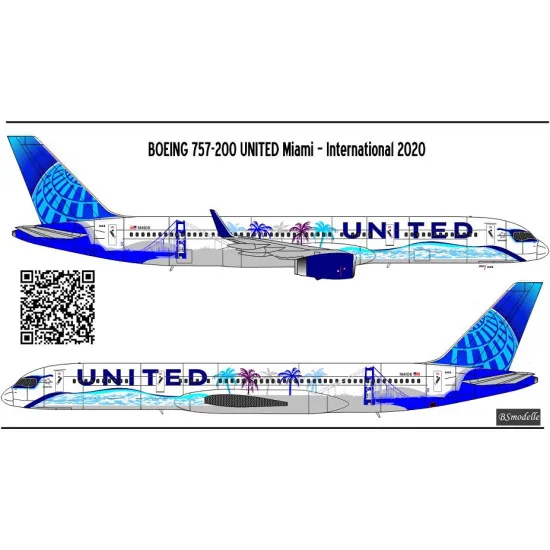 BSmodelle 144513 - 1/144 Boeing 757-200 United N14106 decal for aircraft model