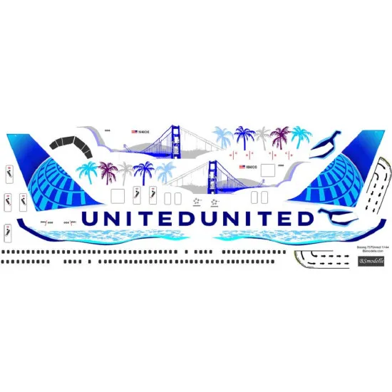 BSmodelle 144513 - 1/144 Boeing 757-200 United N14106 decal for aircraft model
