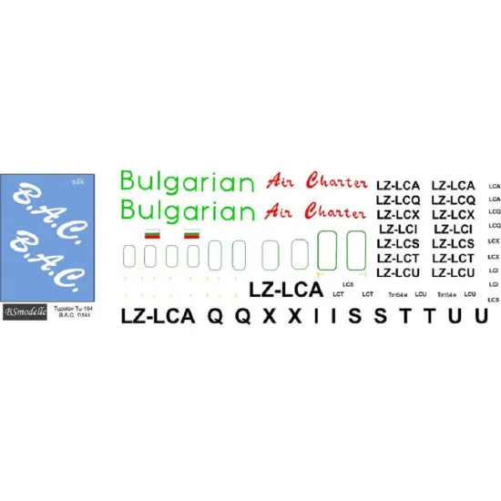BSmodelle 144528 - 1/144 Tupolev Tu-154M Bulgarian Air Charter decal aircraft