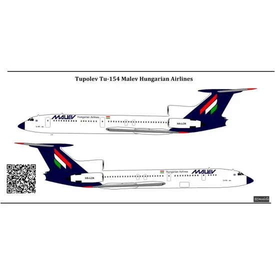 BSmodelle 144551 - 1/144 Tupolev Tu-154 Malev decal for aircraft model scale kit
