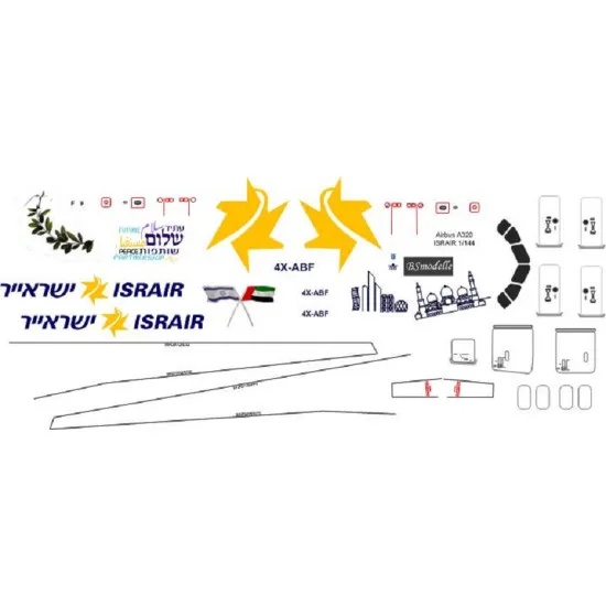 BSmodelle 144555 - 1/144 Airbus A320 ISRAIR decal for aircraft model scale kit