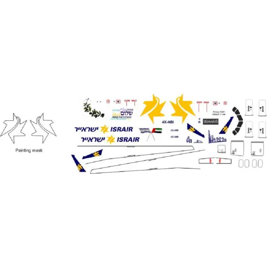 BSmodelle 144555_1 - 1/144 Airbus A320-232 4X-ABI ISRAIR decal for aircraft kit