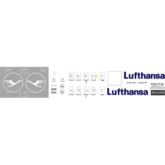 BSmodelle 144556 - 1/144 Boeing 747-800 Lufthansa decal for aircraft model scale