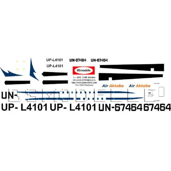 BSmodelle 100039 - 1/100 Let L-410 Air Aktobe decal aircraft model scale kit
