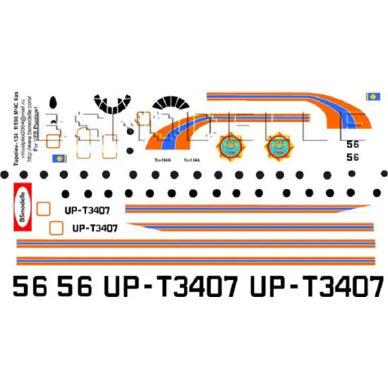 BSmodelle 100042 - 1/100 Tupolev Tu-134 Kazakhstan resque service decal aircraft