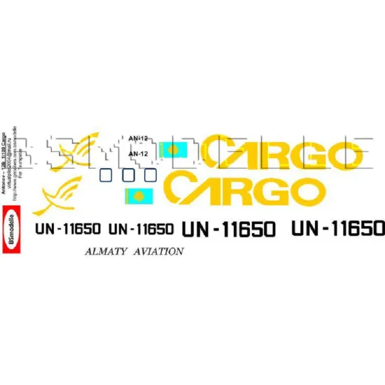 BSmodelle 100063 - 1/100 Antonov An-12 Cargo Kazakhstan decal for aircraft model
