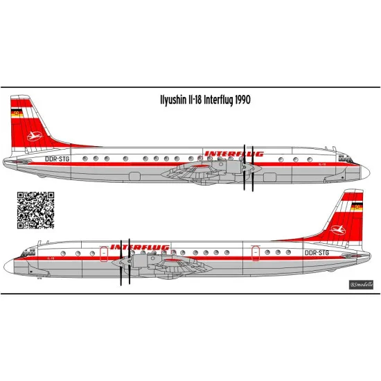 BSmodelle 100520 - 1/100 Ilyushin Il-18 Interflug decal for aircraft model scale