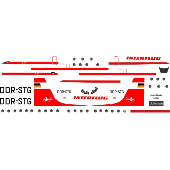 BSmodelle 100520 - 1/100 Ilyushin Il-18 Interflug decal for aircraft model scale