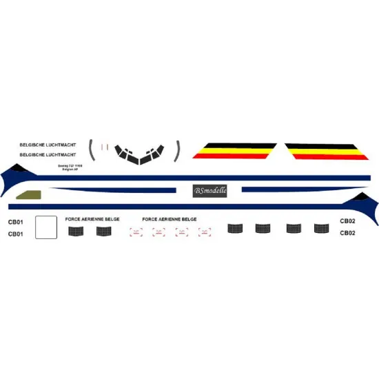 BSmodelle 100031_1 - 1/100 Boeing 727 Belgische Luchtmacht decal for aircraft