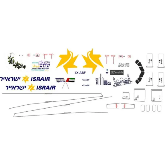 BSmodelle 100555 - 1/100 Airbus A320 ISRAIR decal for aircraft model scale kit