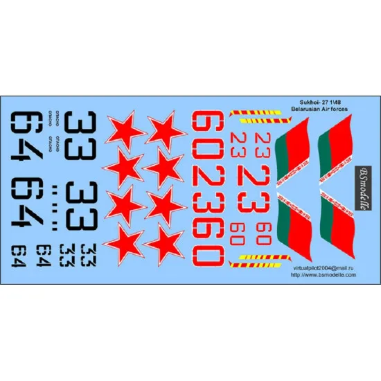 BSmodelle 48003 - 1/48 Sukhoi Su-27 Belarus AF decal for aircraft model scale