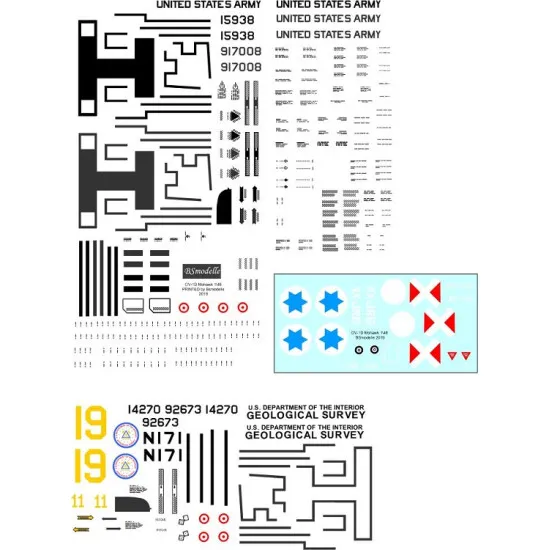BSmodelle 480470 - 1/48 Grumman OD1 Mohawk US Army decal for aircraft model kit