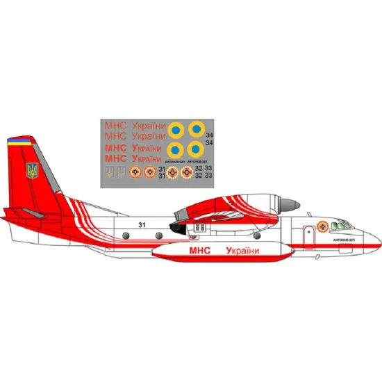 BSmodelle 72088 - 1/72 Antonov An-32P Ukraine resque service decal for aircraft