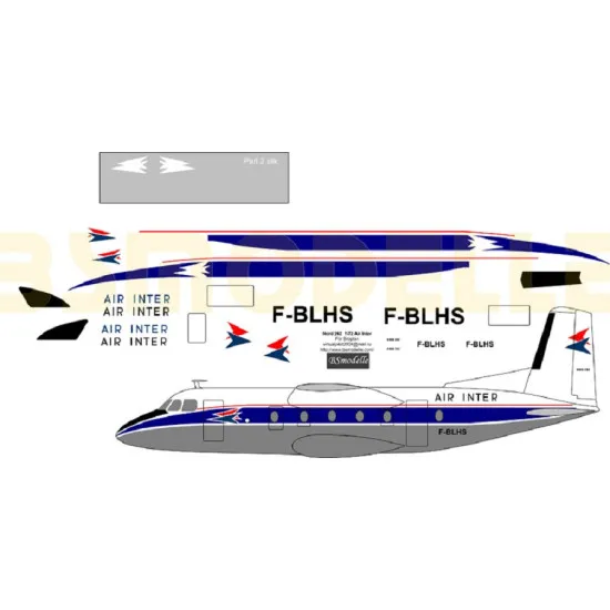 BSmodelle 72026 - 1/72 Aerospatiale Nord 262 Air Inter decal for model aircraft
