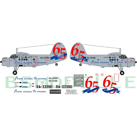 BSmodelle 72032 - 1/72 Antonov An-2 Ut Air decal for aircraft model scale kit