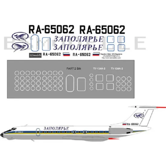 BSmodelle 72035 - 1/72 Tupolev Tu-134 Zapolarie decal for aircraft model scale
