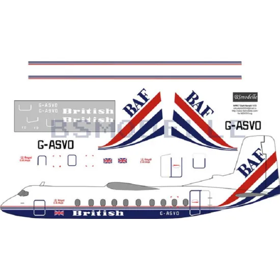 BSmodelle 72040_1 - 1/72 Handly Page Herald BAF decal for aircraft model scale BSmodelle 72040_1 - 1/72 Handly Page Herald BAF decal for aircraft model scale