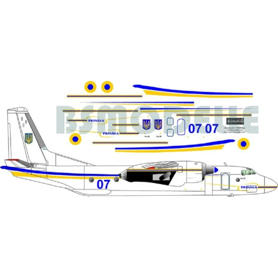 BSmodelle 720282 - 1/72 Antonov An-26 07 Blue decal for aircraft scale model