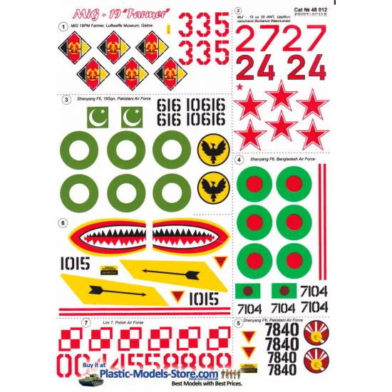 DECAL 1/48 FOR MIG-19 FARMER DECALS SET 1/48 PRINT SCALE 48-012 DECAL 1/48 FOR MIG-19 FARMER DECALS SET 1/48 PRINT SCALE 48-012