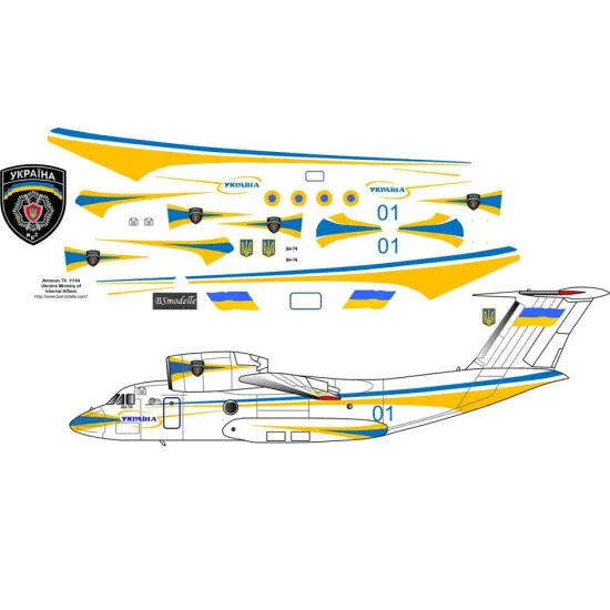 BSmodelle 720307 - 1/72 Antonov An-74 Ukraine Ministry of Internal Affairs decal