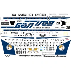 BSmodelle 720330 - 1/72 Tupolev Tu-134A Bashkirian airlines decal for aircraft