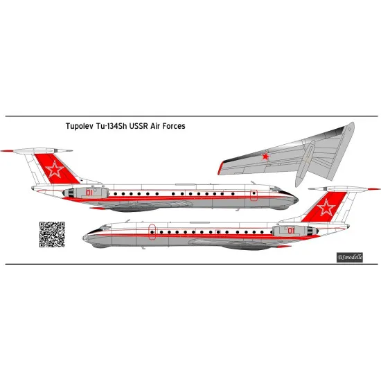BSmodelle 720395 - 1/72 Tupolev Tu-134 USSR AF decal for aircraft model scale