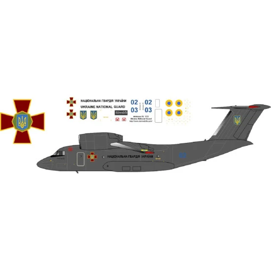 BSmodelle 720416 - 1/72 Antonov An-72 Ukraine National Guard decal for aircraft
