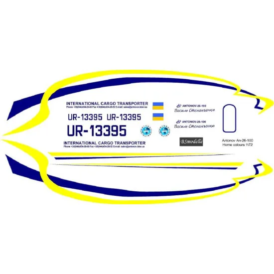 BSmodelle 720455 - 1/72 Antonov An-26-100 Antonov Airlines decal for aircraft BSmodelle 720455 - 1/72 Antonov An-26-100 Antonov Airlines decal for aircraft