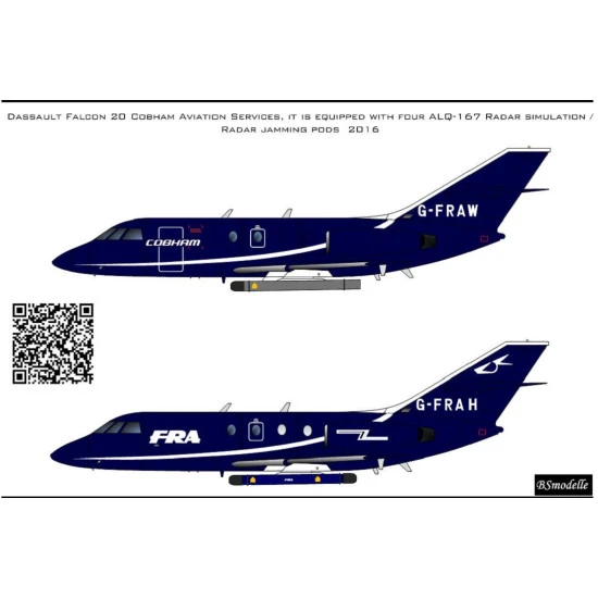BSmodelle 720524 - 1/72 Dassault Falcon20 Cobham Aviation Service decal scale