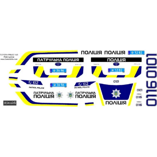 BSmodelle 43433 - 1/43 Toyota Prius Patrol Police decal scale for aircraft model