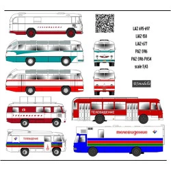 BSmodelle 43471 - 1/43 LAZ695-697,LiAZ158-677,PAZ3916 TV decal for aircraft kit