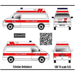 BSmodelle 43533 - 1/43 Volkswagen T4 Tartu Kiirabi decal for aircraft model kit