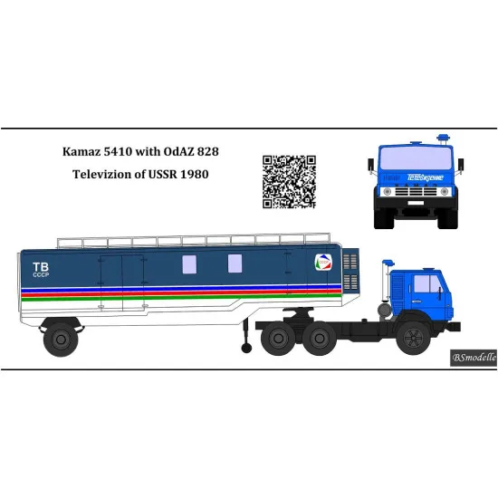 BSmodelle 430465_1 - 1/43 KAMAZ-5410 with OdAZ-828 Televizion decal for aircraft