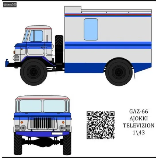 BSmodelle 43536 - 1/43 GaZ-66-Ajokki Telelevizion decal scale for aircraft model