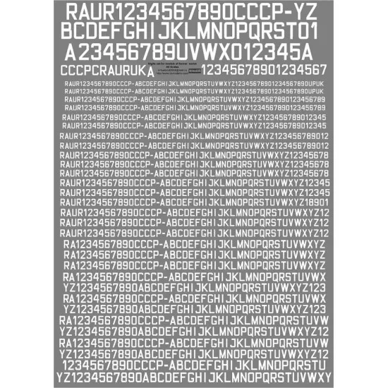 BSmodelle BSM 00011 White symbols multipurpose decal set all scales (Aero Fonts)