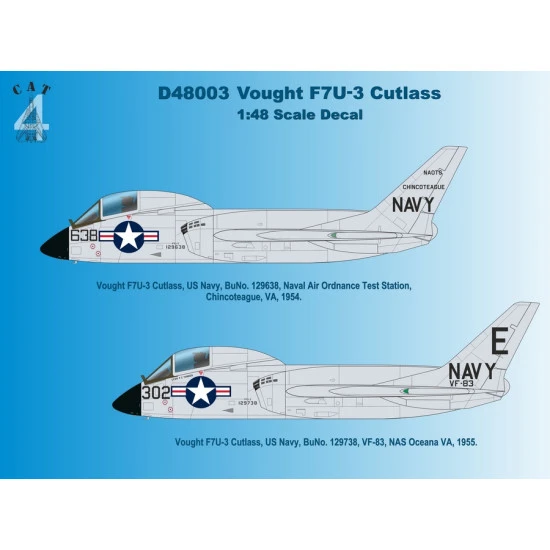 CAT4 D48003 - 1/48 Vought F7U-3 Cutlass US Navy scale plastic model aircraft