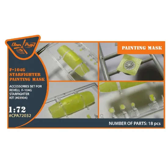 Clear Prop CPA72032 - 1/72 F-104G for REVELL painting mask yellow kabuki paper