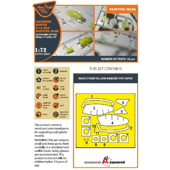 Clear Prop CPA72039 - 1/72 F-16 single seater for REVELL kit painting mask