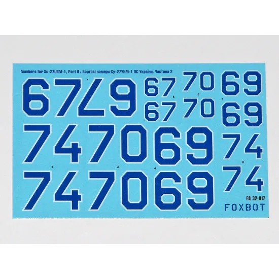 Foxbot 32-017 - 1/32 Numbers for Su-27UBM-1, Part II decal for aircraft model
