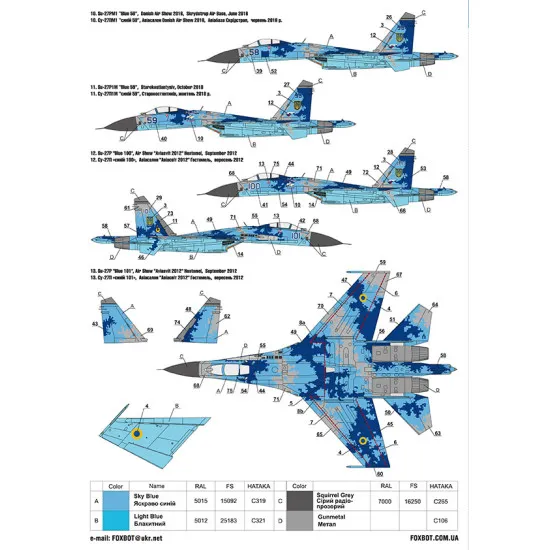 Foxbot 144-002 - 1/144 Decals for Digital Su-27S/P scale model kit