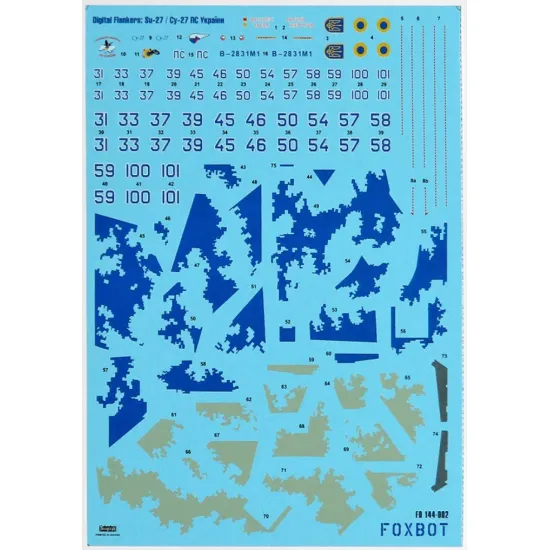 Us Stock Foxbot 144-002 - 1/144 Decals For Digital Su-27s/P Scale Model Kit