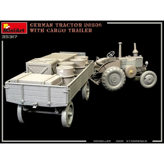 Miniart 35317 - 1/35 scale German Tractor D8506 With Cargo Trailer WWII model
