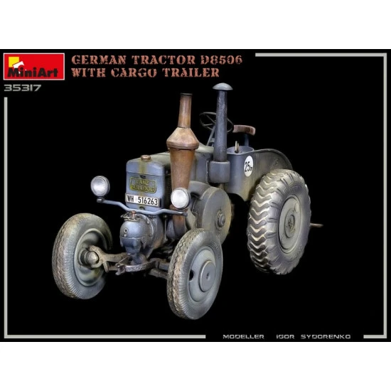 Miniart 35317 - 1/35 scale German Tractor D8506 With Cargo Trailer WWII model