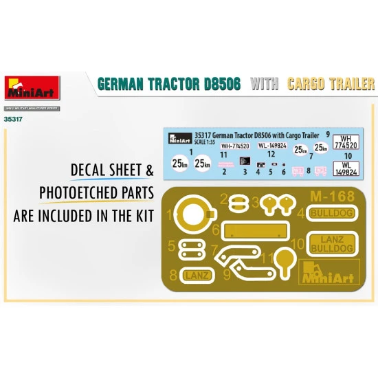 Miniart 35317 - 1/35 scale German Tractor D8506 With Cargo Trailer WWII model