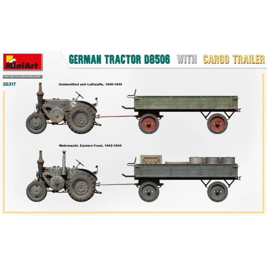 Miniart 35317 - 1/35 scale German Tractor D8506 With Cargo Trailer WWII model