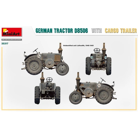 Miniart 35317 - 1/35 scale German Tractor D8506 With Cargo Trailer WWII model