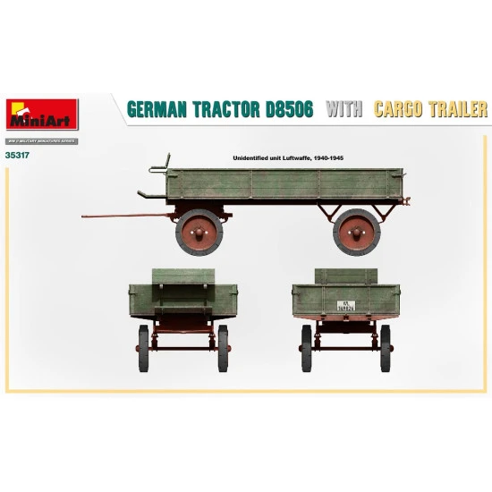Miniart 35317 - 1/35 scale German Tractor D8506 With Cargo Trailer WWII model