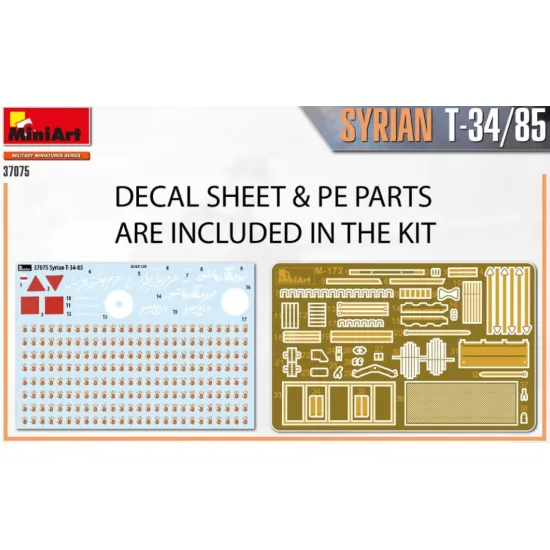Us Stock Miniart 37075 - 1/35 Scale Syrian T-34/85 Plastic Model Kit Wwii Miniatures